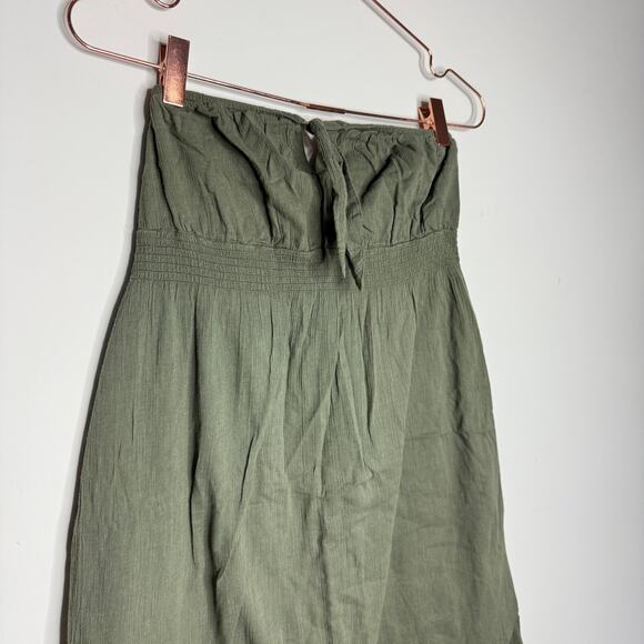 Old Navy Womens Dress Small Green Strapless Smocked Lined Summer VTG Y2K 90s - Picture 2 of 6